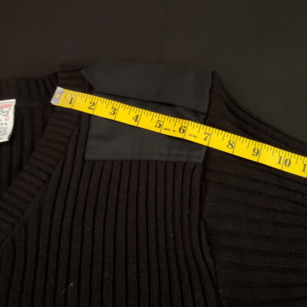 Vintage Commando Jack Young Sweater Men Large Black Tactical US Made Elbow Patch - Picture 9 of 13